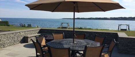 Unobstructed water view from bluestone patio