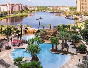Bird's eye view pool area