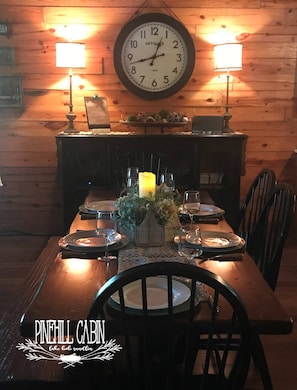 Just add family and friends.  Inside farm table seats 8 comfortably. 