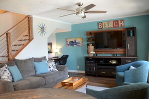 Comfortable living room.  Perfect for relaxing after a fun day at beach.