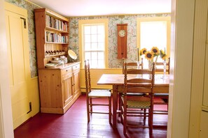 View from kitchen into dining room. 