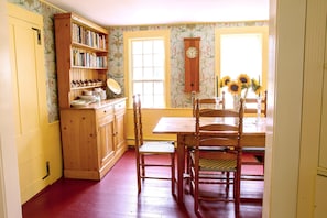 View from kitchen into dining room.