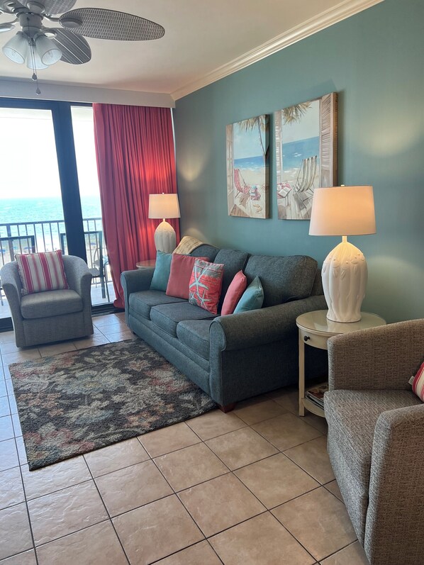 Sofa and chairs in living area