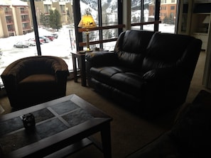 Leather loveseat.  Both sides rock & recline independently!
