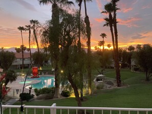 Views of beautiful sunsets over San Jacinto Mountain from our balcony!