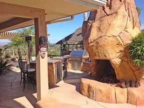 Gas fireplace at the base of "the volcano."