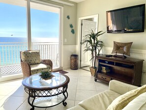 Living room with 60 inch smart TV