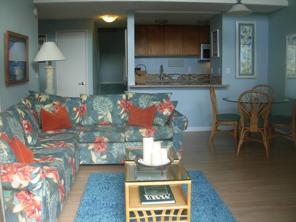 Living room and dining room.