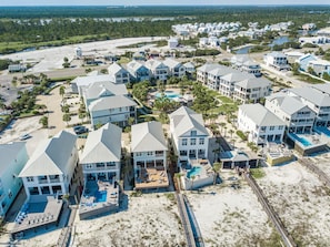 Areal view of Cottages at Romar; Morning Dew is 3rd house bottom left