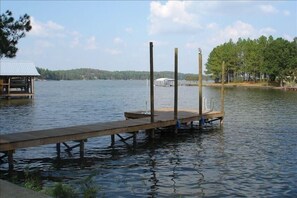 Private Pier with year around water.  Is 20 feet deep off end in Summer.