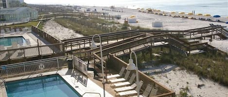 View of Beach from condo balcony