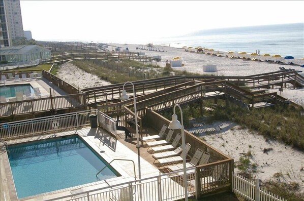 View of Beach from condo balcony