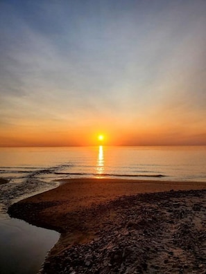 Lake Michigan Sunset on private access beach.