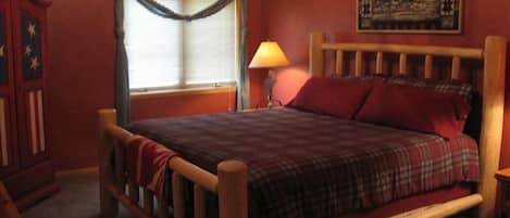 King size log bed in Master bedroom