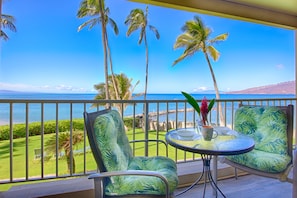 Your private lanai is a great spot for enjoying beautiful view & meals together
