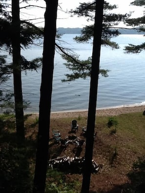 Firepit/Beach lake from Falconhurst Deck