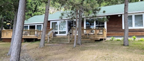 View from the shoreline up to the cottage.