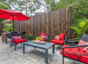 There are plenty of lounge chairs, tropical foliage and an intimate poolside deck area for relaxing with afternoon cocktails or just taking in the stars in the evening.