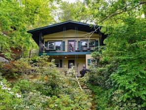 Cottage on the lake in spring time