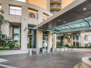 Covered driveway and luggage carts for your convenience at the entrance. 