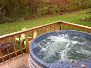 hot tub treated with mineral salts for a relaxing and beneficial experience