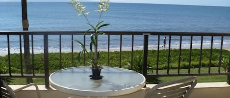 Relax and enjoy spectacular views from lanai.  Lanai also has a lounge.