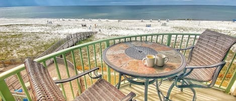 Enjoy your morning cup of coffee or tea on the balcony overlooking the Gulf.