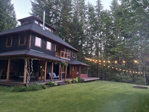 Backyard with string lights