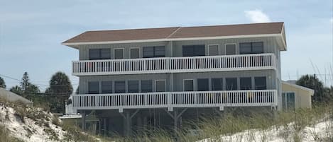 Rare beachfront property with gorgeous views of the beach and Gulf of Mexico.