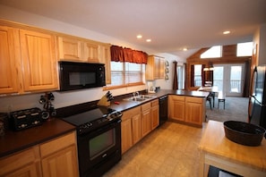 Huge kitchen includes everything. We provide list of supplied items for plannin