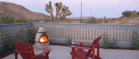 Patio chiminea and views