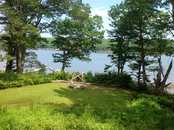 View from deck.  Note pier and float.