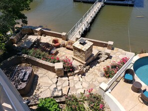 View of Hot Tub/Pool and Lower Patio from Upper Deck