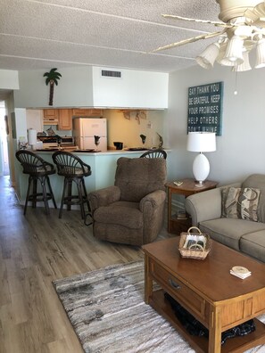 Living area looking towards kitchen