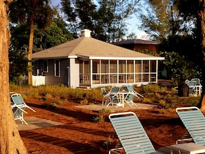 Duplex Cottage seen from the patios