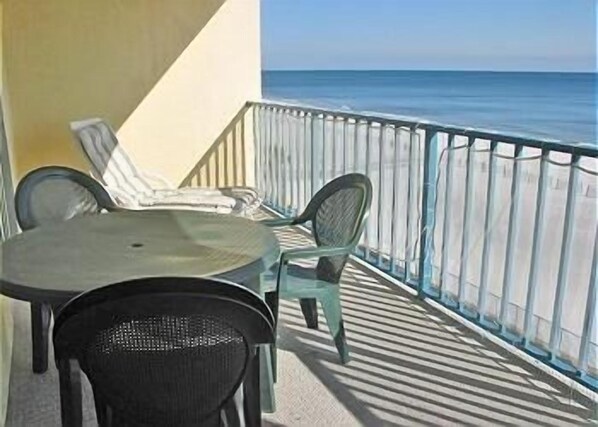 Balcony...with storage closet containing boogie boards and play toys