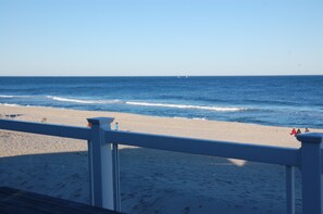 View of the beach from the deck