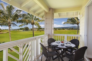 Beautifully decorated with new plush furniture  Tropically landscaped exterior  Covered lanai with golf course and ocean views  Shared Gas BBQ