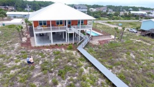 Home facing beach