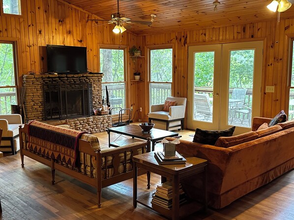 Living room with fireplace