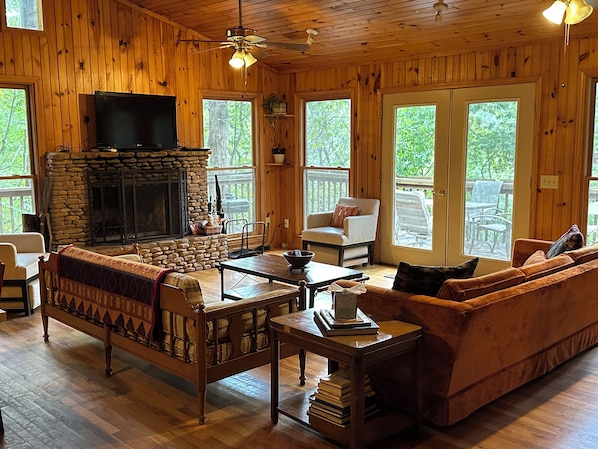 Living room with fireplace
