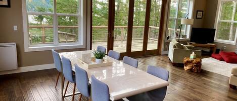 Dining area with 12ft bi-folding doors

