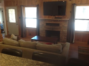 fireplace and flat screen TV
