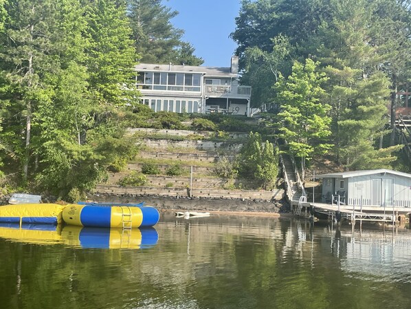 Awesome beach front on Johnson Lake w large deck and dock to enjoy the lake