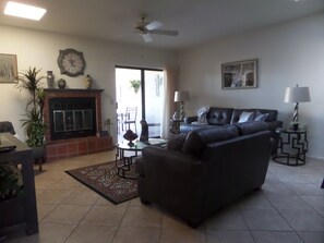 Living room, fireplace