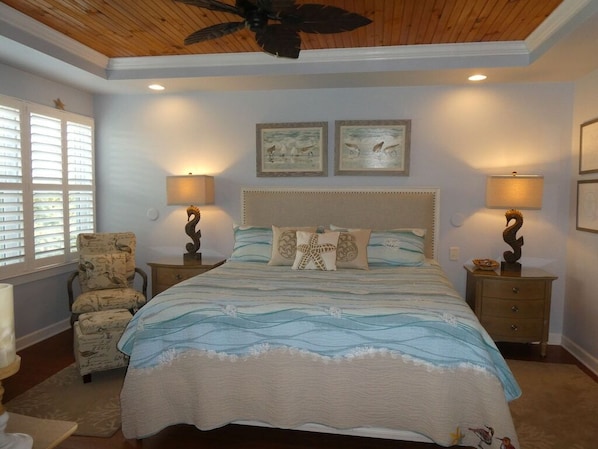 Master bedroom with tray ceiling