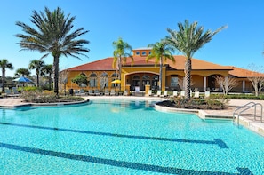 Huge resort pool and clubhouse