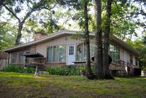 Lakeside view of house