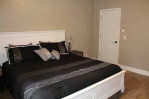 Bedroom with king bed, all linens and closet
