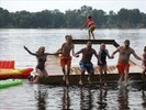 group jump from new 16' x 16' raft with diving platform